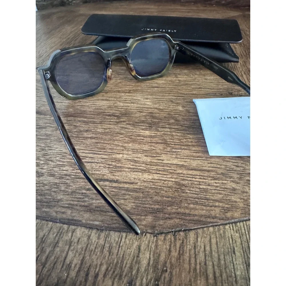Jimmy Fairly Tortoise Shell Hexagonal Sunglasses with Case and Cleaning Cloth